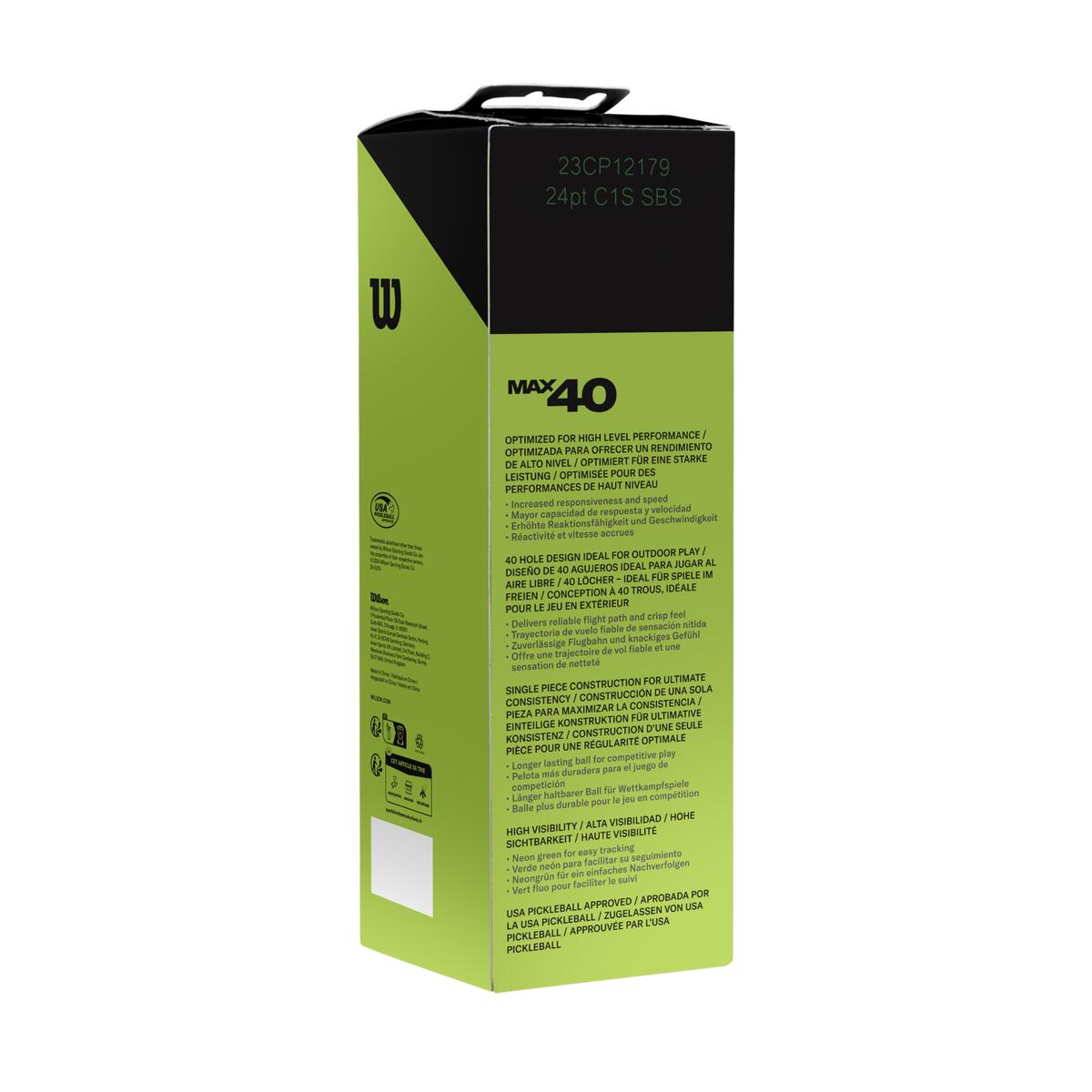Wilson Max 40 Outdoor Pickleballbolde (3 stk.)