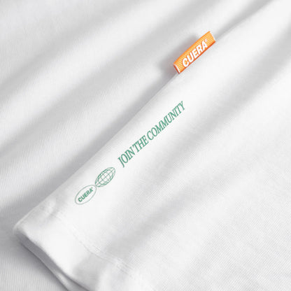 Cuera Offcourt Logo Long Sleeve Tee (White w. Green)