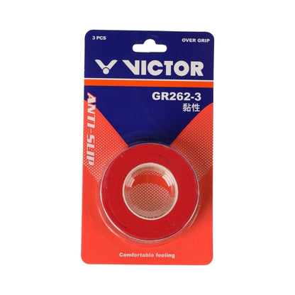 Victor GR262-3 Overgrips (3-pak, Red)