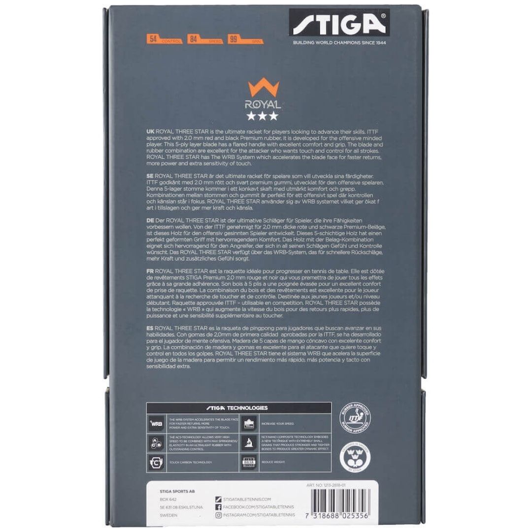 Stiga Royal 3-stjernet WRB Bordtennisbat