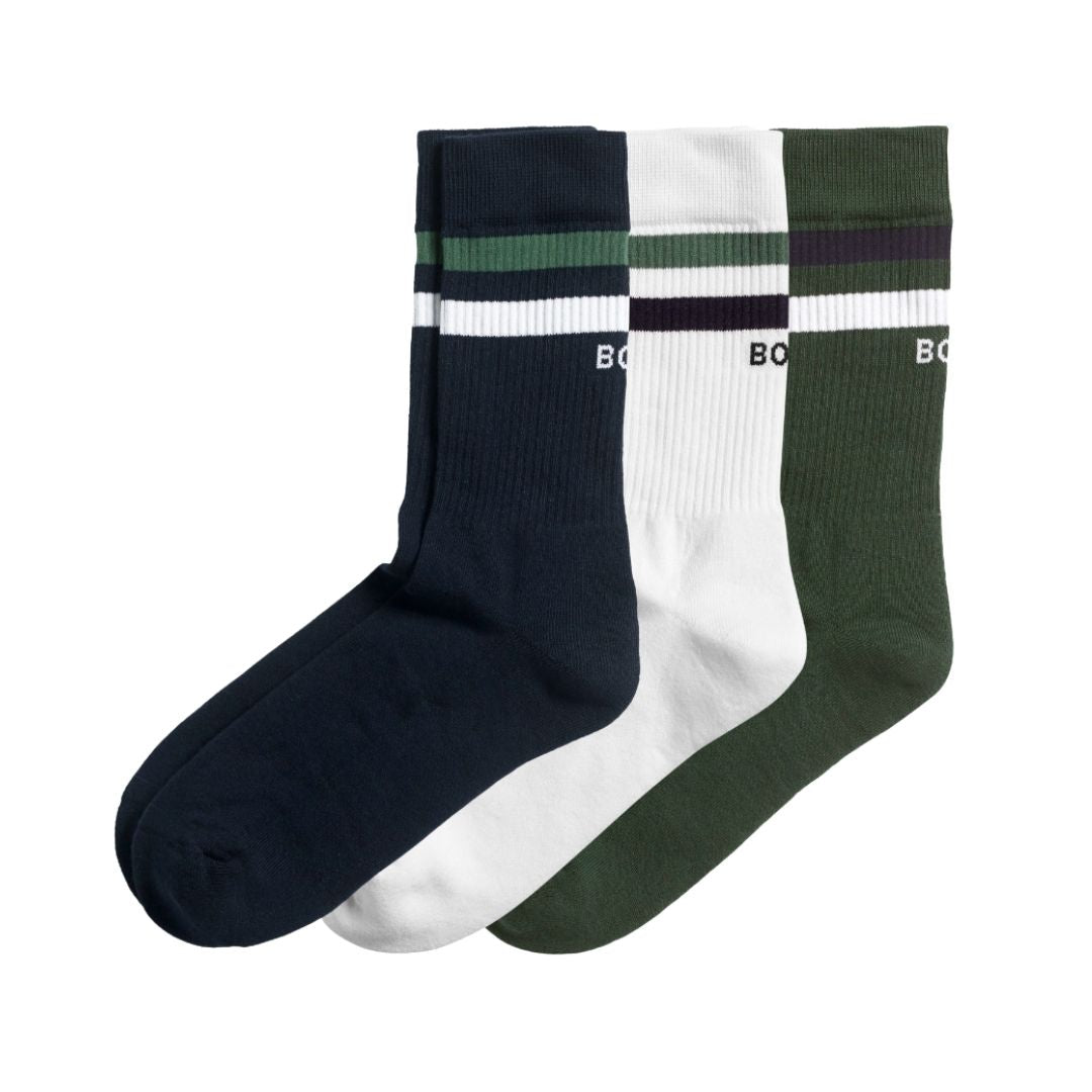 Björn Borg Classic Crew Sock (3-pak, White/Green/Navy Blue)