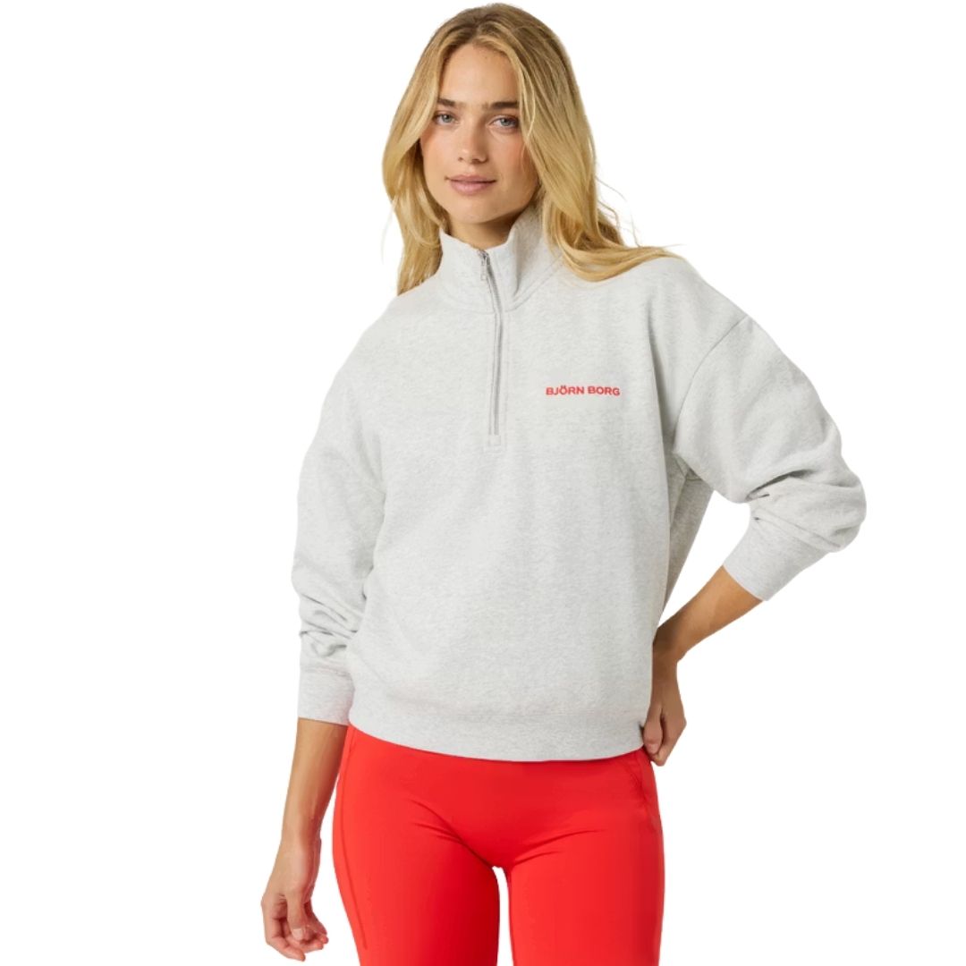 Björn Borg Halfzip Sweatshirt Women (Ultra Light Grey Melange)