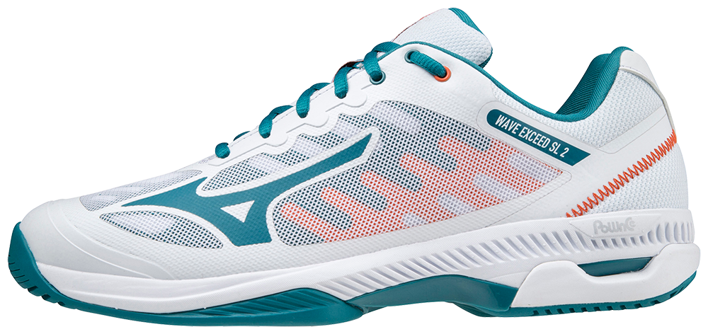 Mizuno Wave Exceed SL 2 (AC) Padelsko (White/Harborblue/Firecracker) - Padellife.dk